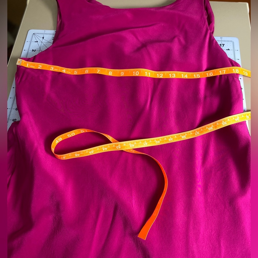 Silk Evan Picone Cocktail Dress Fuchsia Pink Drape Back Layered Skirt Sz 14 VTG - Picture 14 of 16